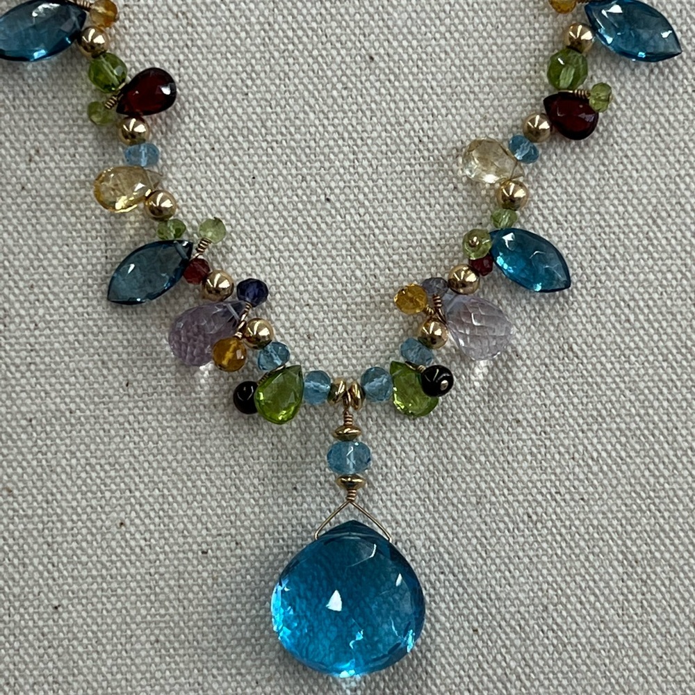 Multi color Gemstone Necklace - Picture 3 of 5